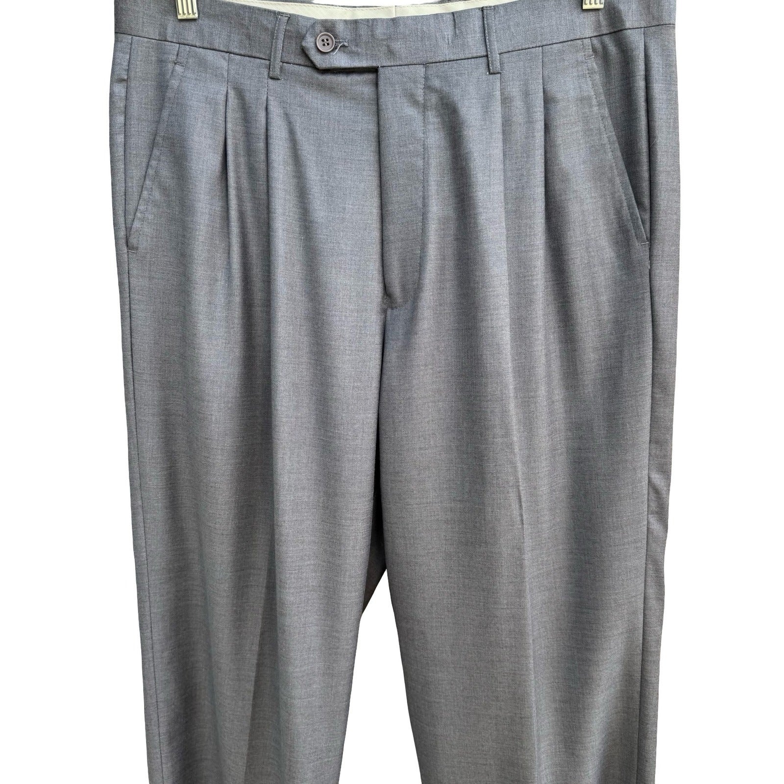 Giorgio Fiorelli Professional Double Pleated Dress Pants Super 150s Grey Mens 36