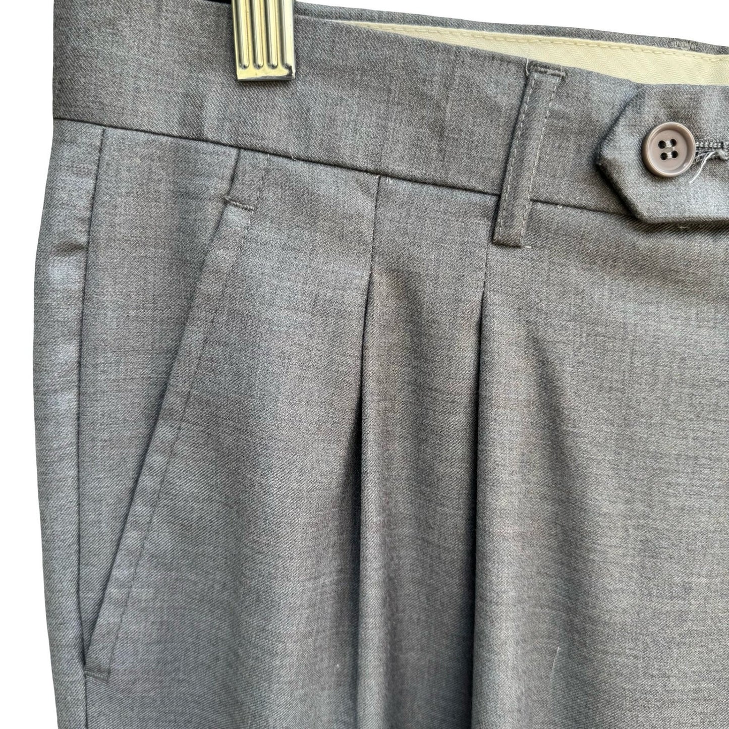 Giorgio Fiorelli Professional Double Pleated Dress Pants Super 150s Grey Mens 36