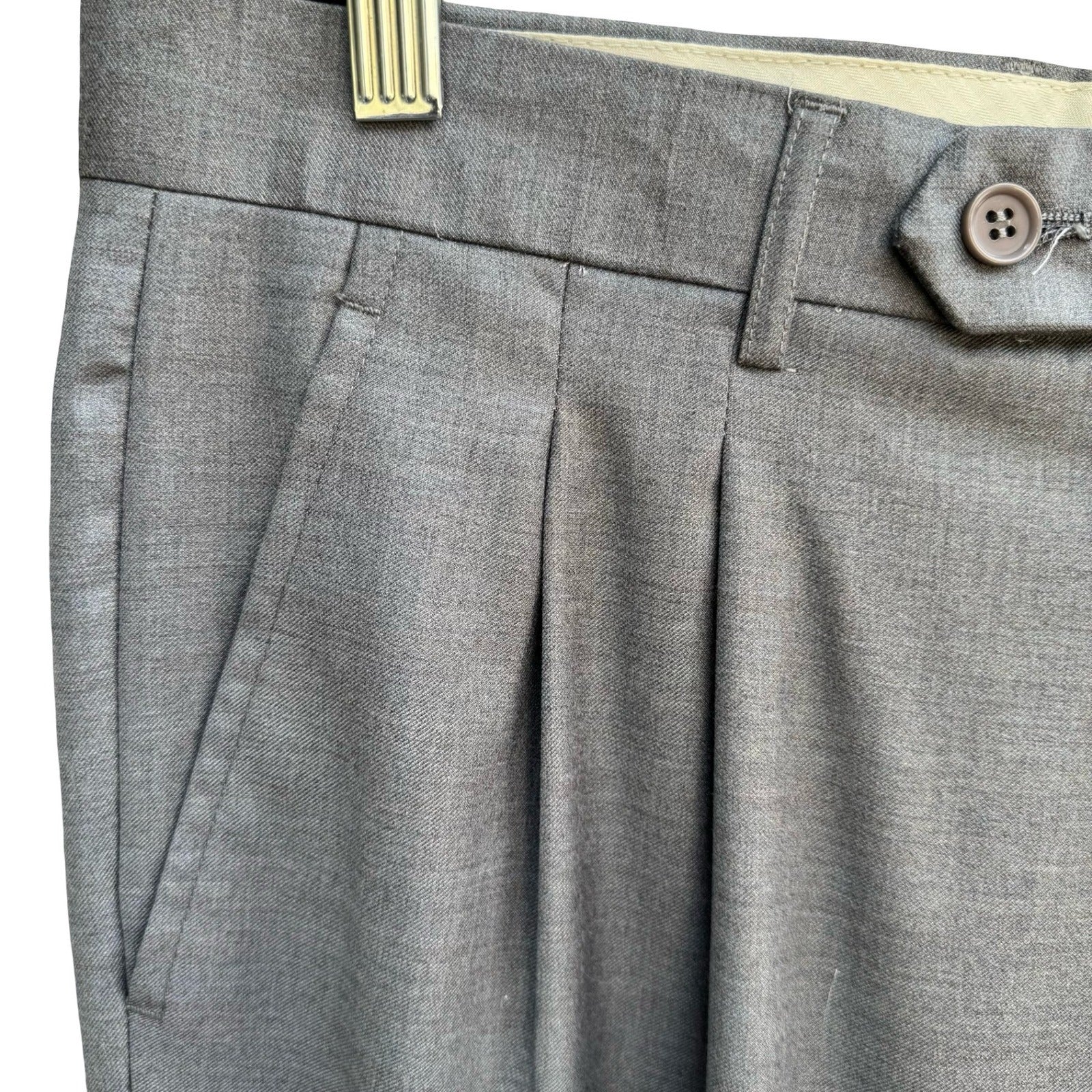 Giorgio Fiorelli Professional Double Pleated Dress Pants Super 150s Grey Mens 36