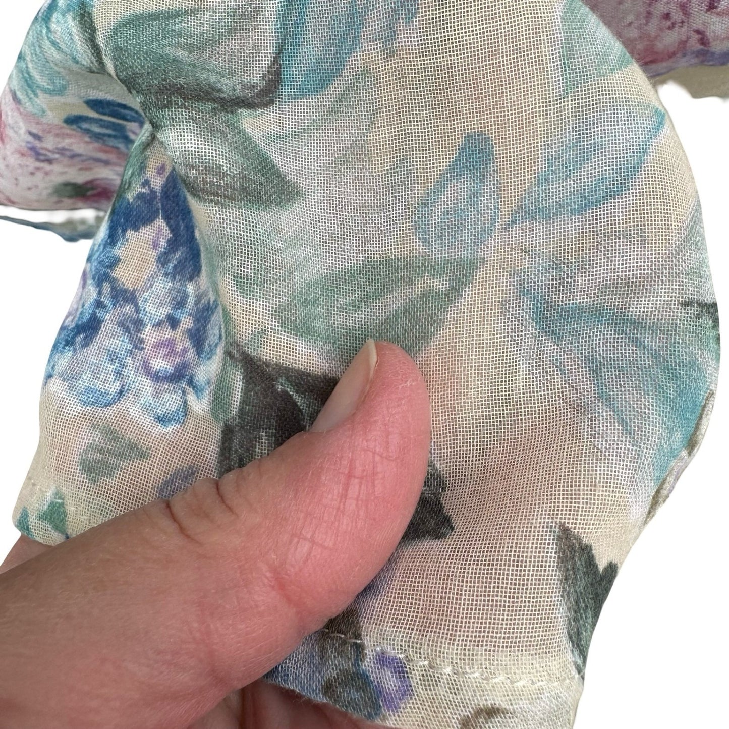 Lady Carol Vintage 80s Floral Puff Sleeve Semi Sheer Midi Dress 16 Cottagecore