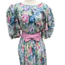 Switch Lady Carol Vintage 80s Floral Puff Sleeve Semi Sheer Midi Dress 16 Cottagecore 3 image