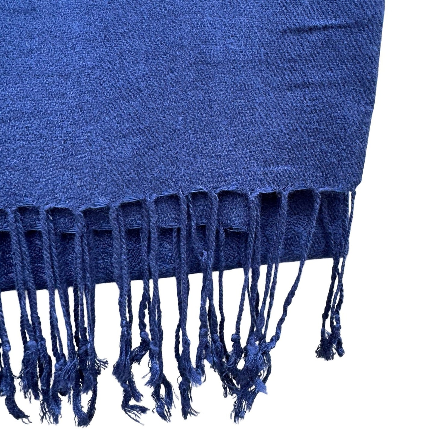 Pashmina Navy Blue Paisley Jacquard Scarf Shawl 100% Pashmina Fringe Wrap Stole