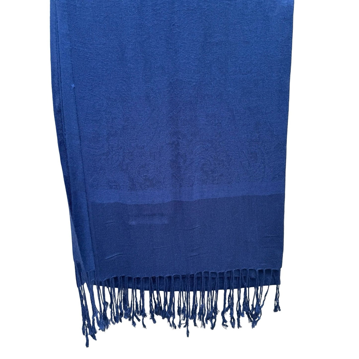 Pashmina Navy Blue Paisley Jacquard Scarf Shawl 100% Pashmina Fringe Wrap Stole