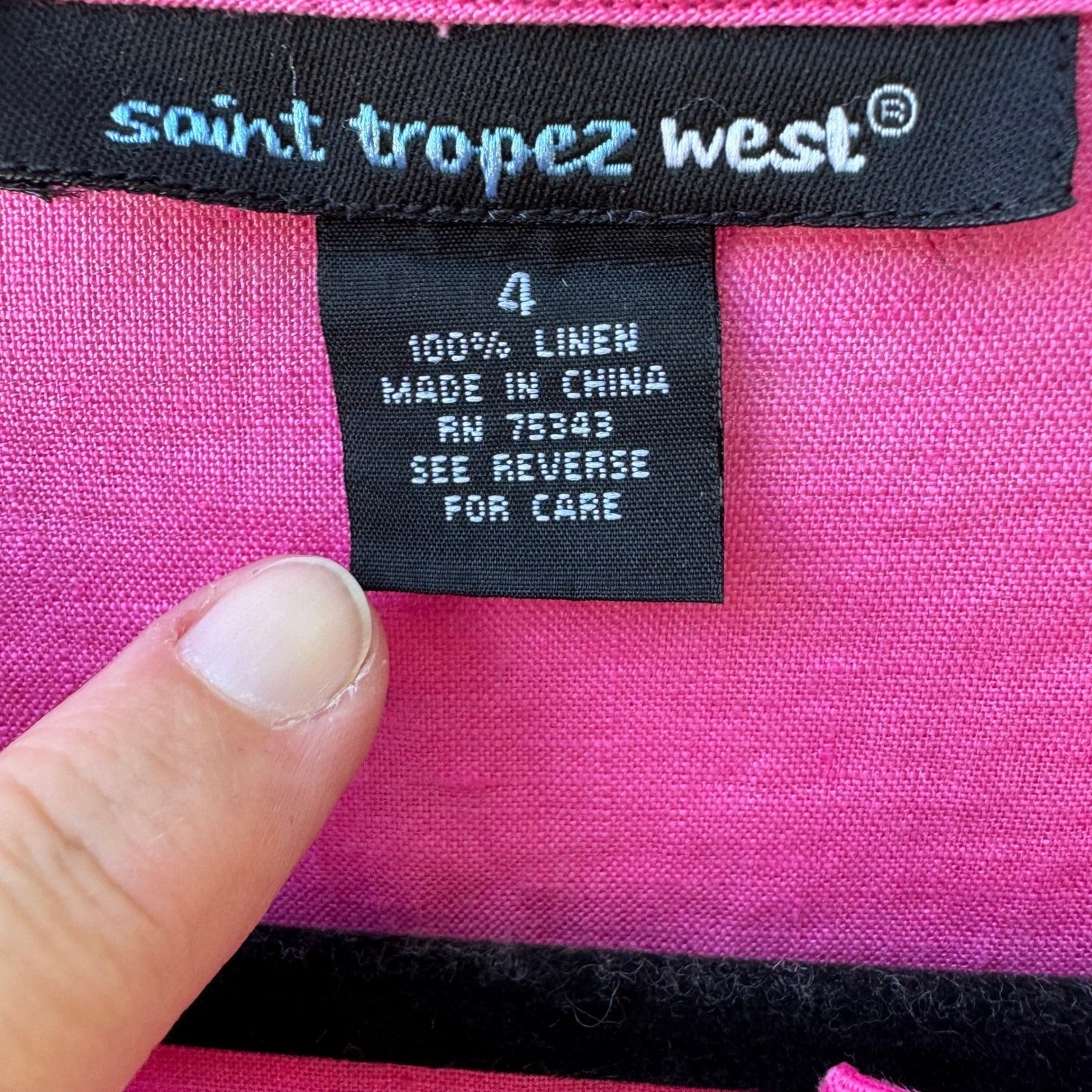 Saint Tropez West 100% Linen Coastal Minimalist Breathable Tunic Blouse Pink 4