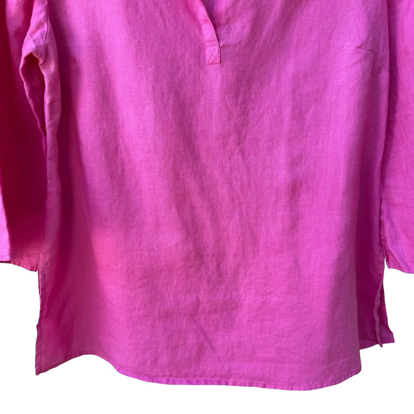 Saint Tropez West 100% Linen Coastal Minimalist Breathable Tunic Blouse Pink 4