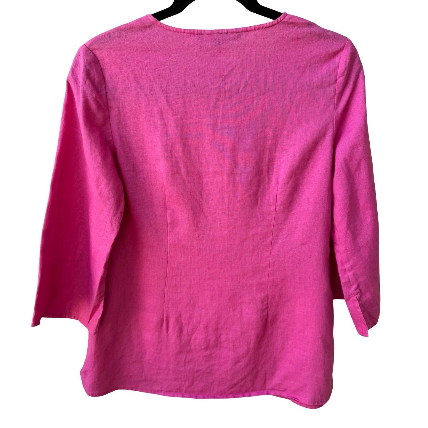 Saint Tropez West 100% Linen Coastal Minimalist Breathable Tunic Blouse Pink 4