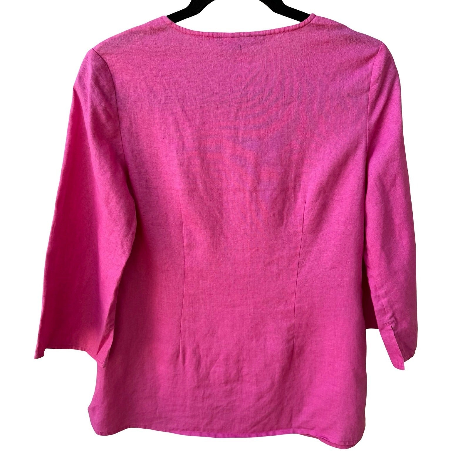 Saint Tropez West 100% Linen Coastal Minimalist Breathable Tunic Blouse Pink 4