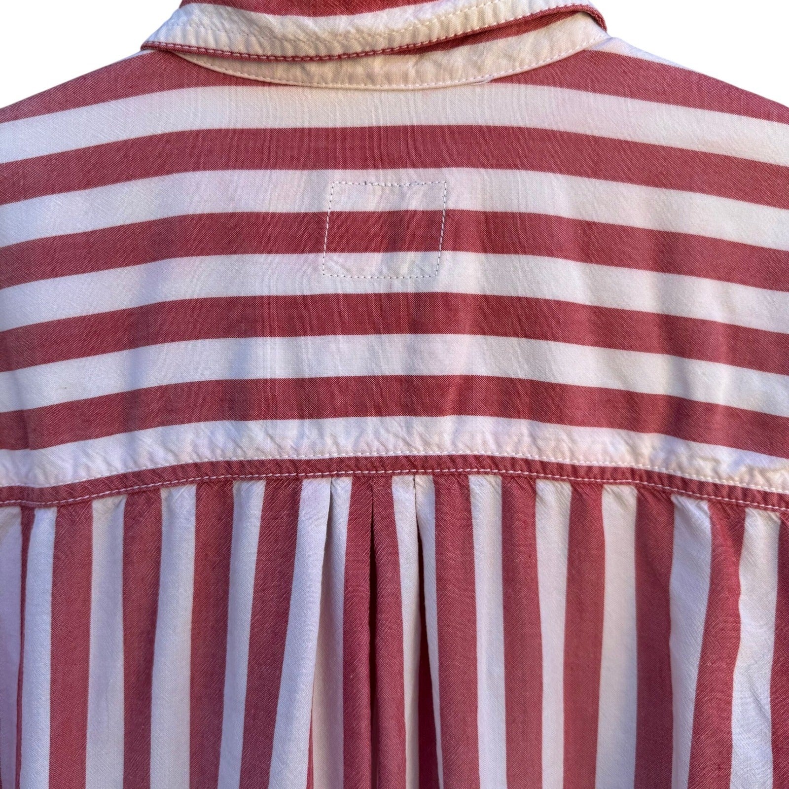 Lizwear Vintage 90s Womens S Red White Striped Long Sleeve Button Down Shirt