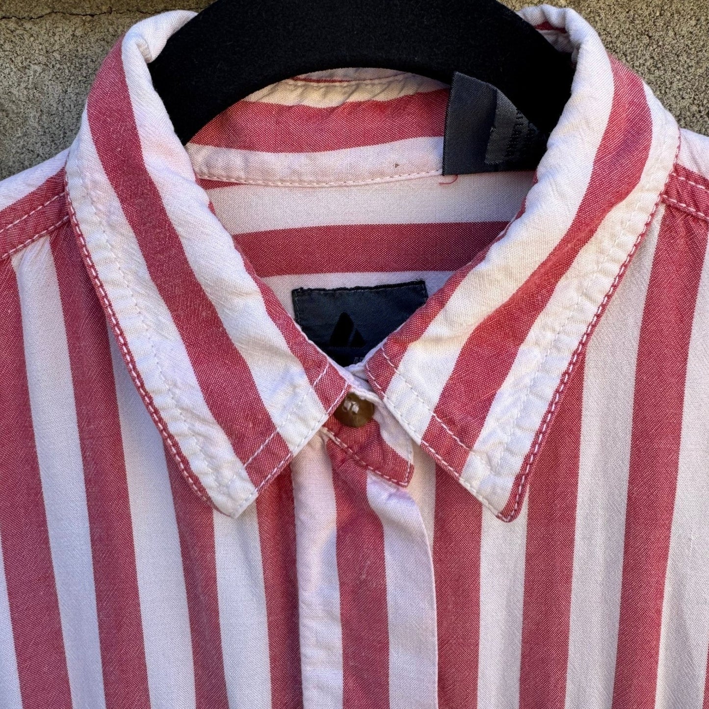 Lizwear Vintage 90s Womens S Red White Striped Long Sleeve Button Down Shirt