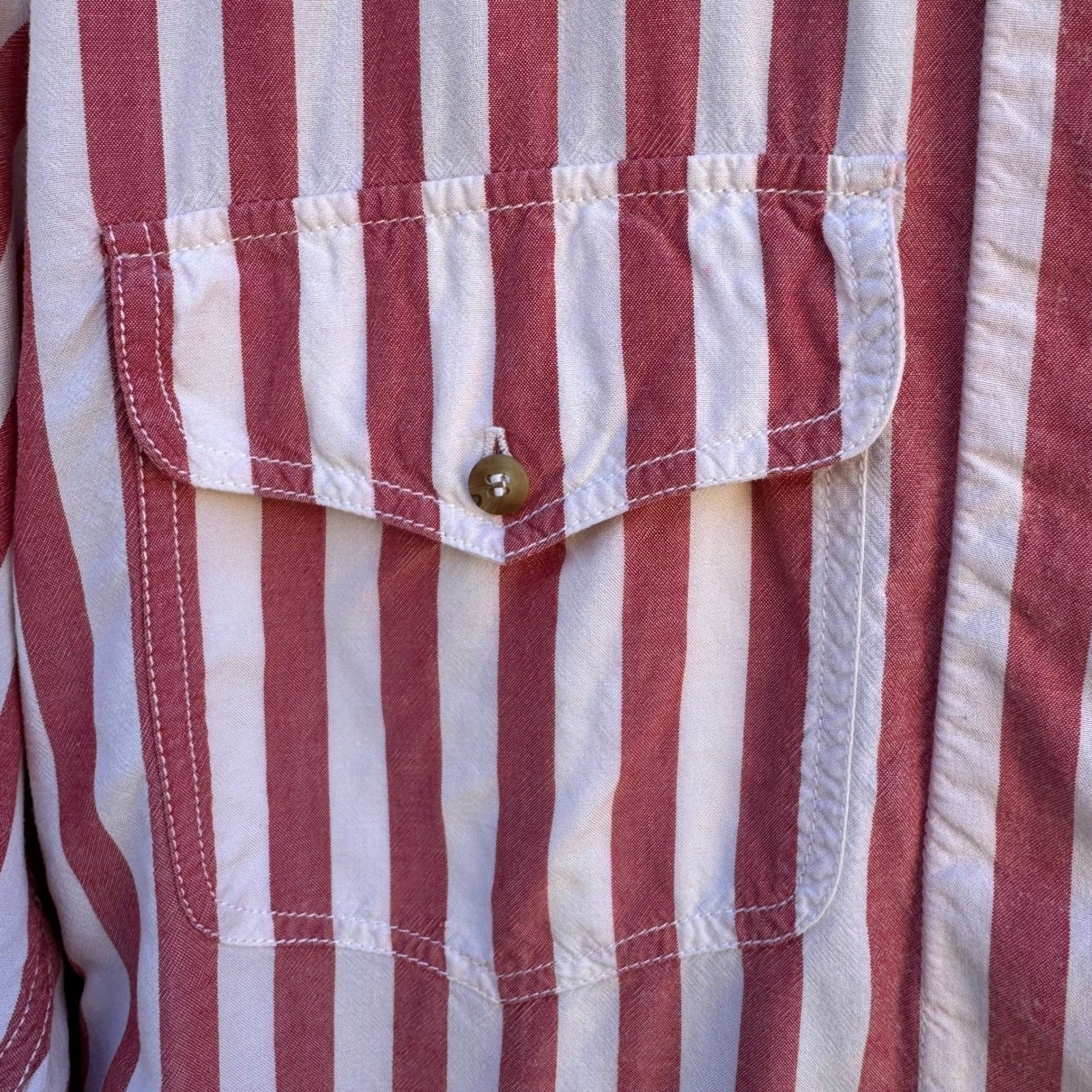 Lizwear Vintage 90s Womens S Red White Striped Long Sleeve Button Down Shirt