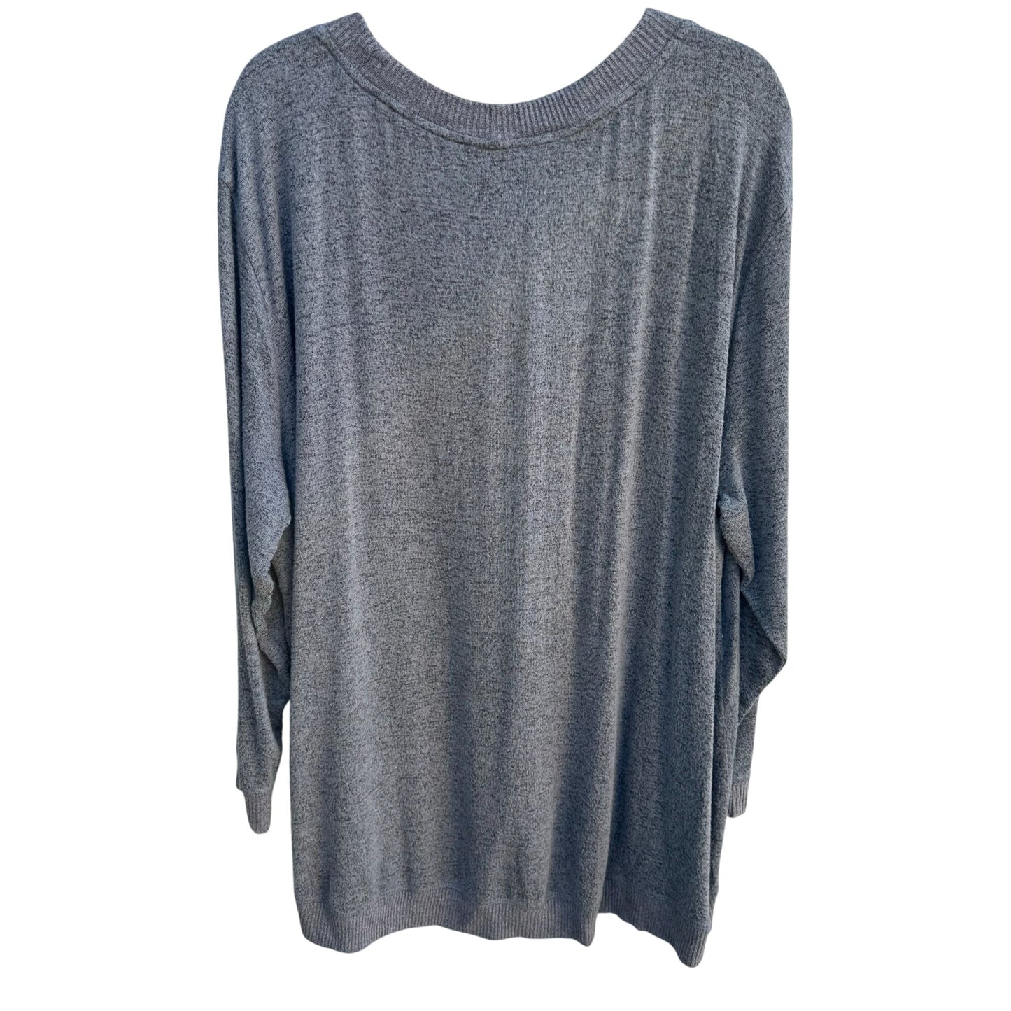 AnyBody Gray Scoop Neck Long Sleeve Stretch High Low Curved Hem Sweater Top 2X