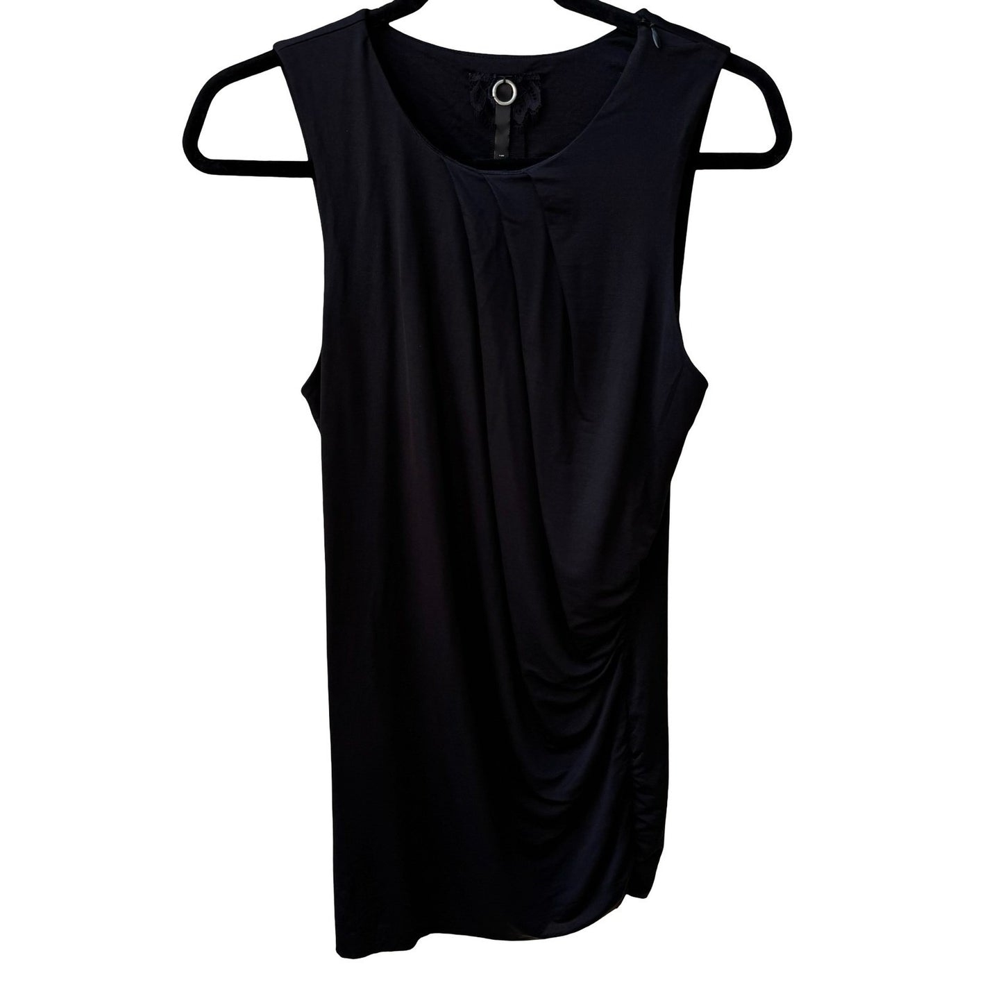 Poleci Y2K Minimalist Lagenlook Draped Ruched Sleeveless Scoop Neck Blouse S