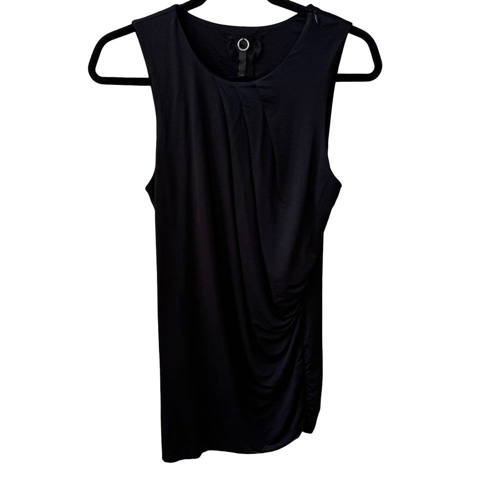 Poleci Y2K Minimalist Lagenlook Draped Ruched Sleeveless Scoop Neck Blouse S