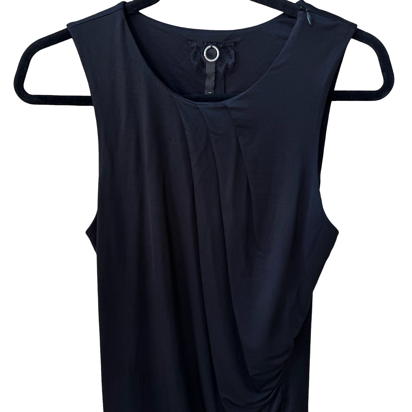 Poleci Y2K Minimalist Lagenlook Draped Ruched Sleeveless Scoop Neck Blouse S