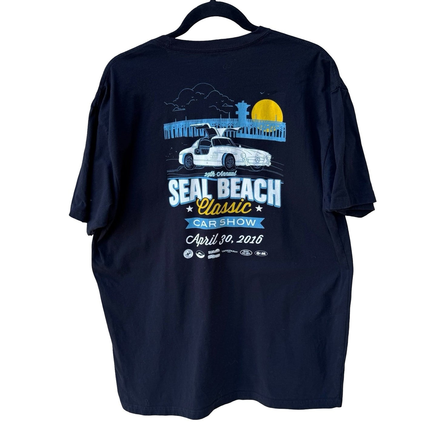 Tankfarm Seal Beach Classic Car Show 2016 Mercedes Gullwing Black T-Shirt XL