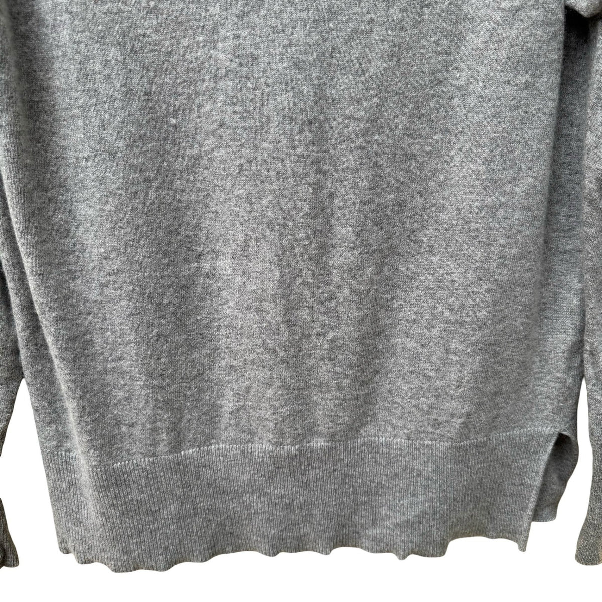 J.Crew Wool Blend Minimalist Quiet Luxury Preppy V-Neck Sweater Gray Womens S