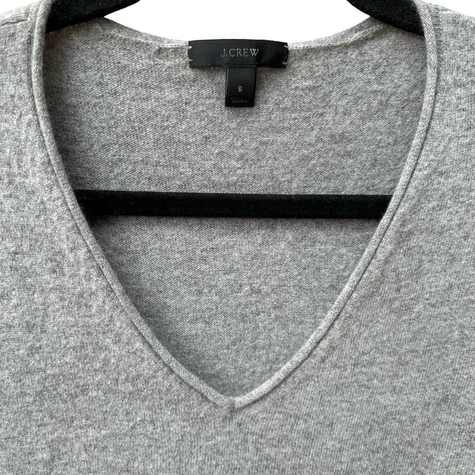 J.Crew Wool Blend Minimalist Quiet Luxury Preppy V-Neck Sweater Gray Womens S
