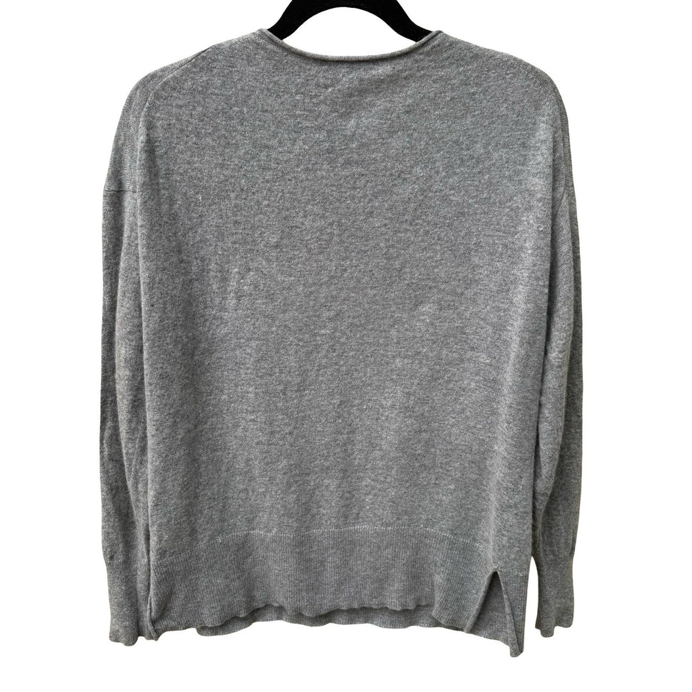J.Crew Wool Blend Minimalist Quiet Luxury Preppy V-Neck Sweater Gray Womens S