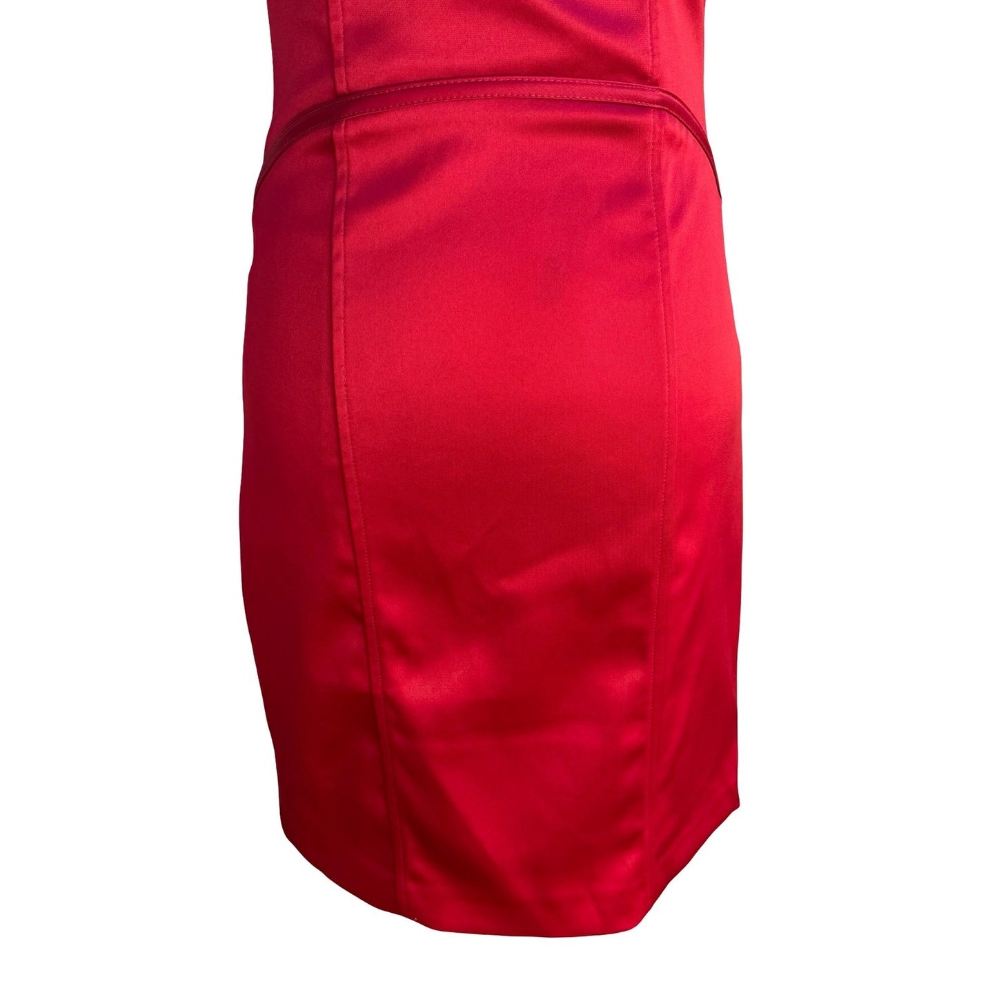Laundry Shelli Segal Red Satin Square Neck Cap Sleeve Glam Bodycon Mini Dress 0