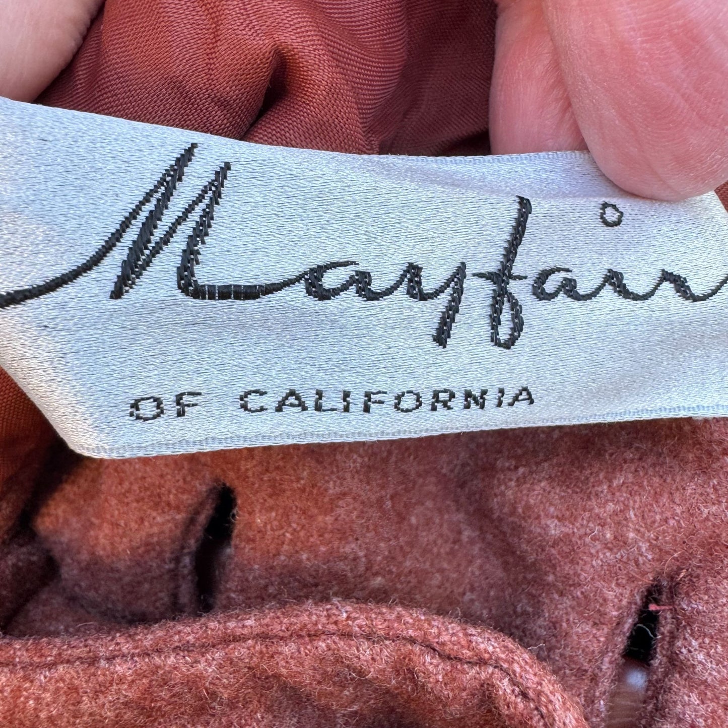 Mayfair of California Bullocks Vintage 50s 60s Rust Brown Wool Blazer Skirt Set