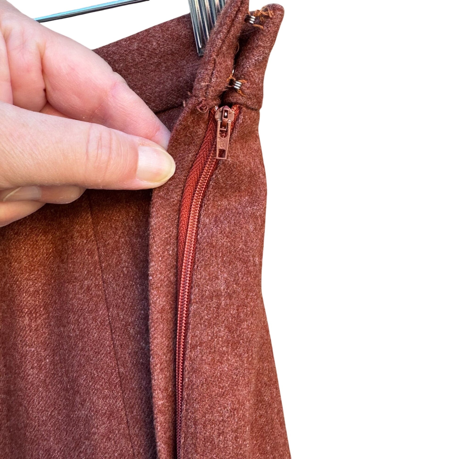 Mayfair of California Bullocks Vintage 50s 60s Rust Brown Wool Blazer Skirt Set