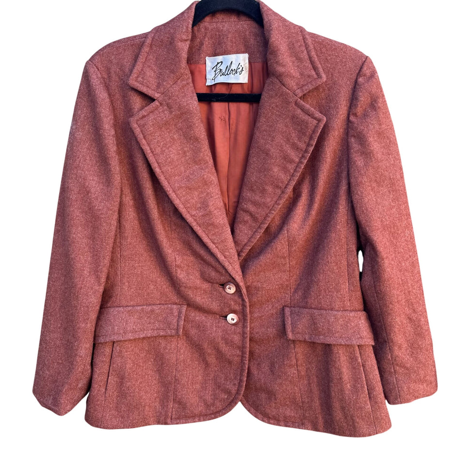 Mayfair of California Bullocks Vintage 50s 60s Rust Brown Wool Blazer Skirt Set