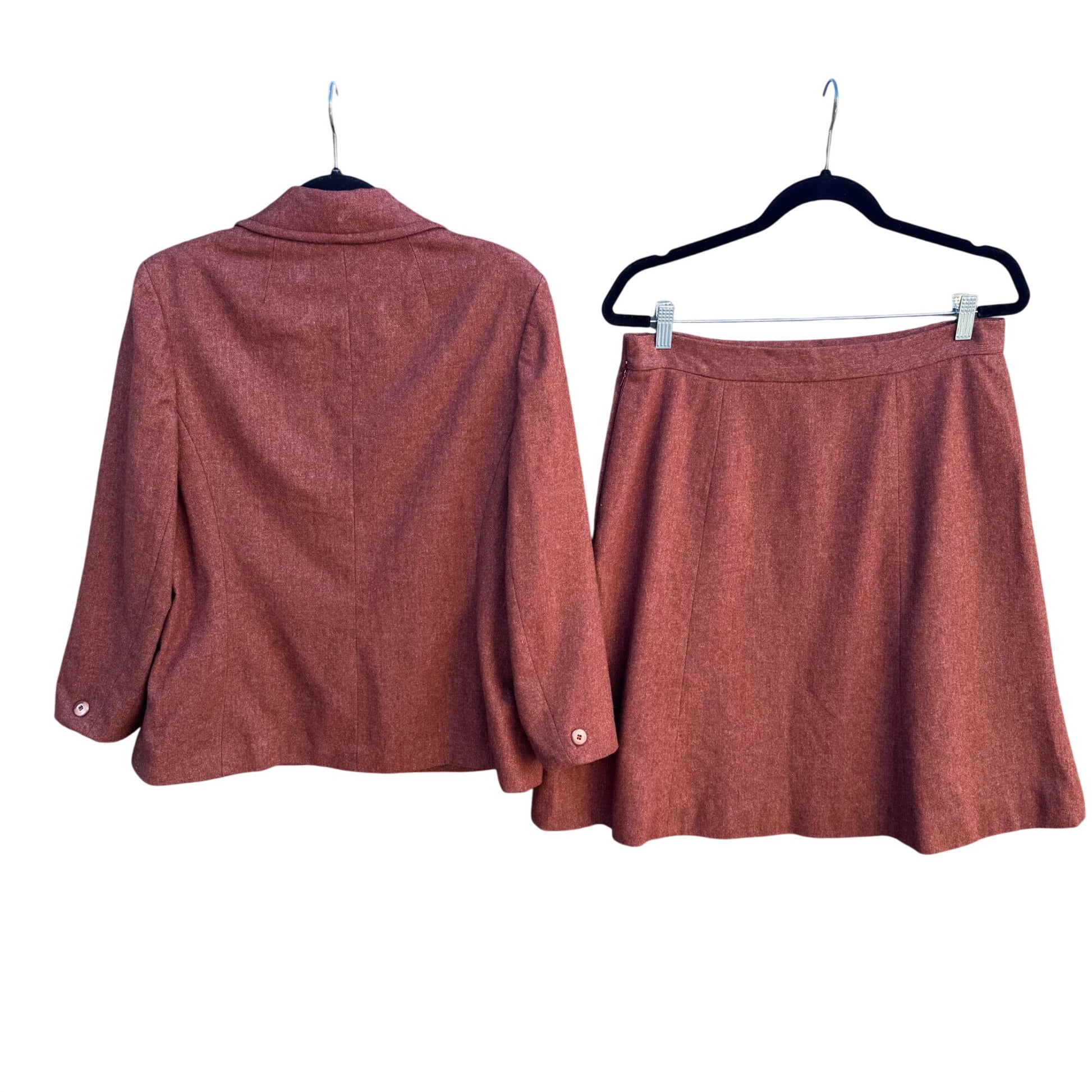 Mayfair of California Bullocks Vintage 50s 60s Rust Brown Wool Blazer Skirt Set