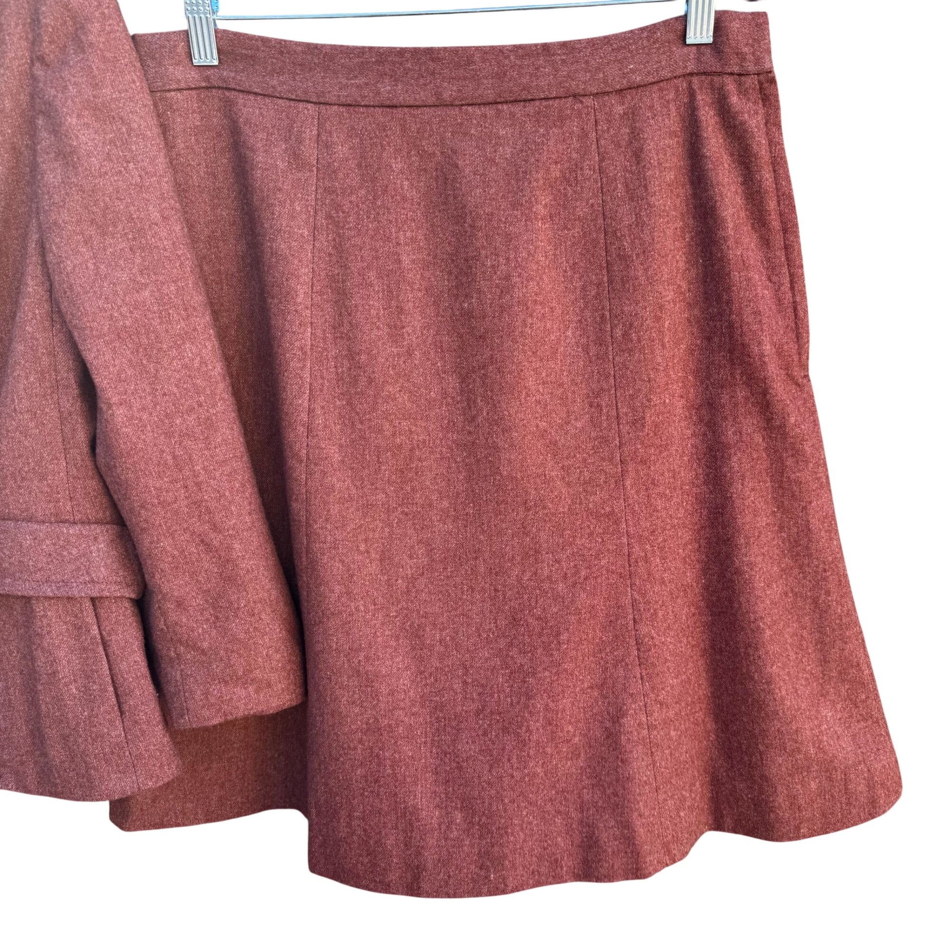 Mayfair of California Bullocks Vintage 50s 60s Rust Brown Wool Blazer Skirt Set