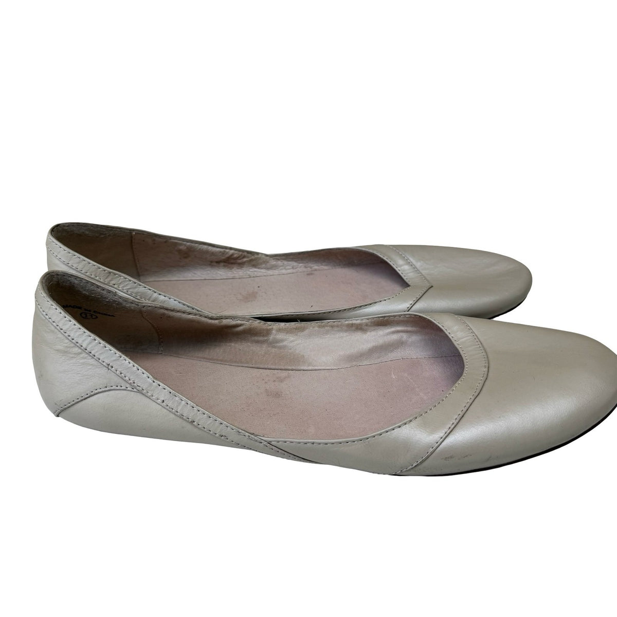 J. Jill Leather Minimalist Round Toe Minimalist Ballet Flats Beige Womens 11