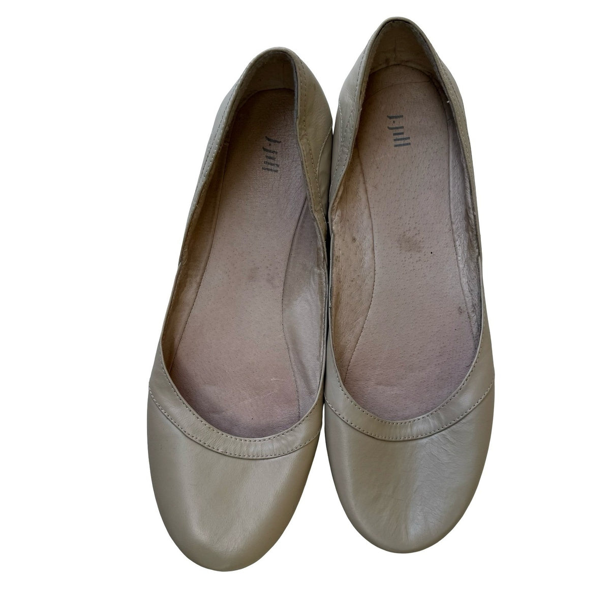 J. Jill Leather Minimalist Round Toe Minimalist Ballet Flats Beige Womens 11