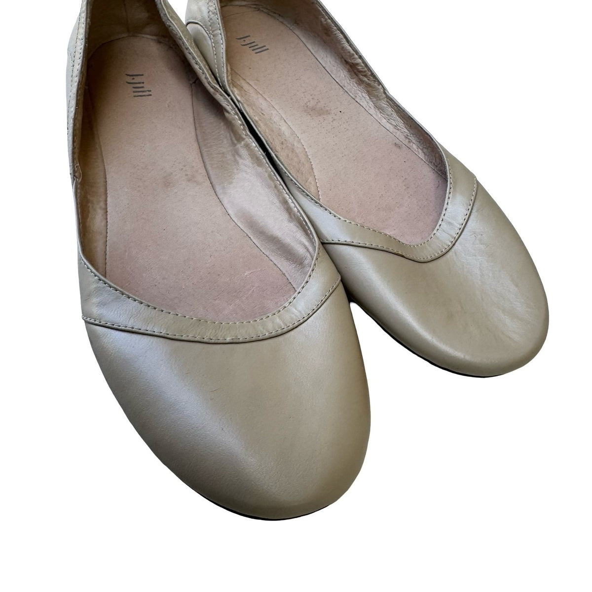 J. Jill Leather Minimalist Round Toe Minimalist Ballet Flats Beige Womens 11