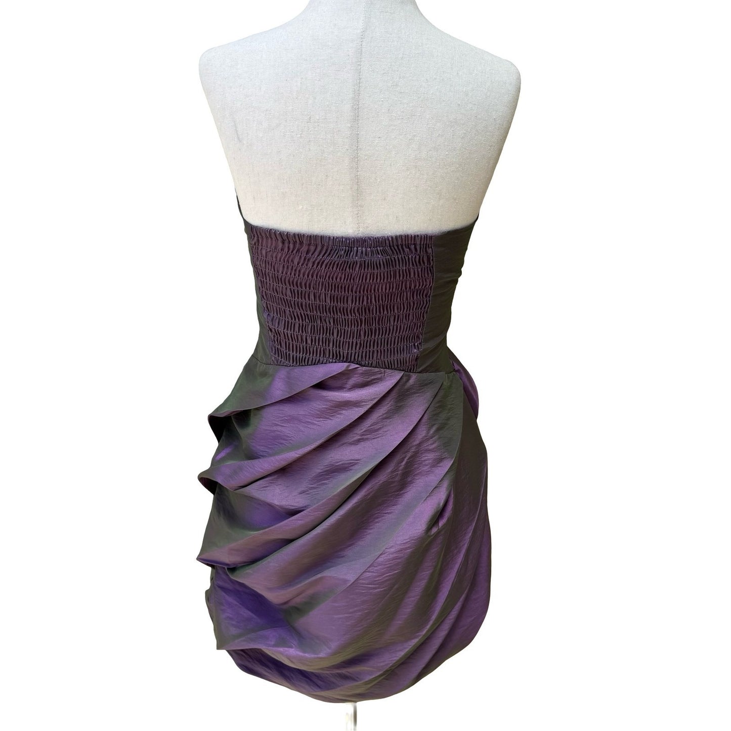 Romeo & Juliet Couture Y2K Iridescent Glam Prom Taffeta Strapless Mini Dress S