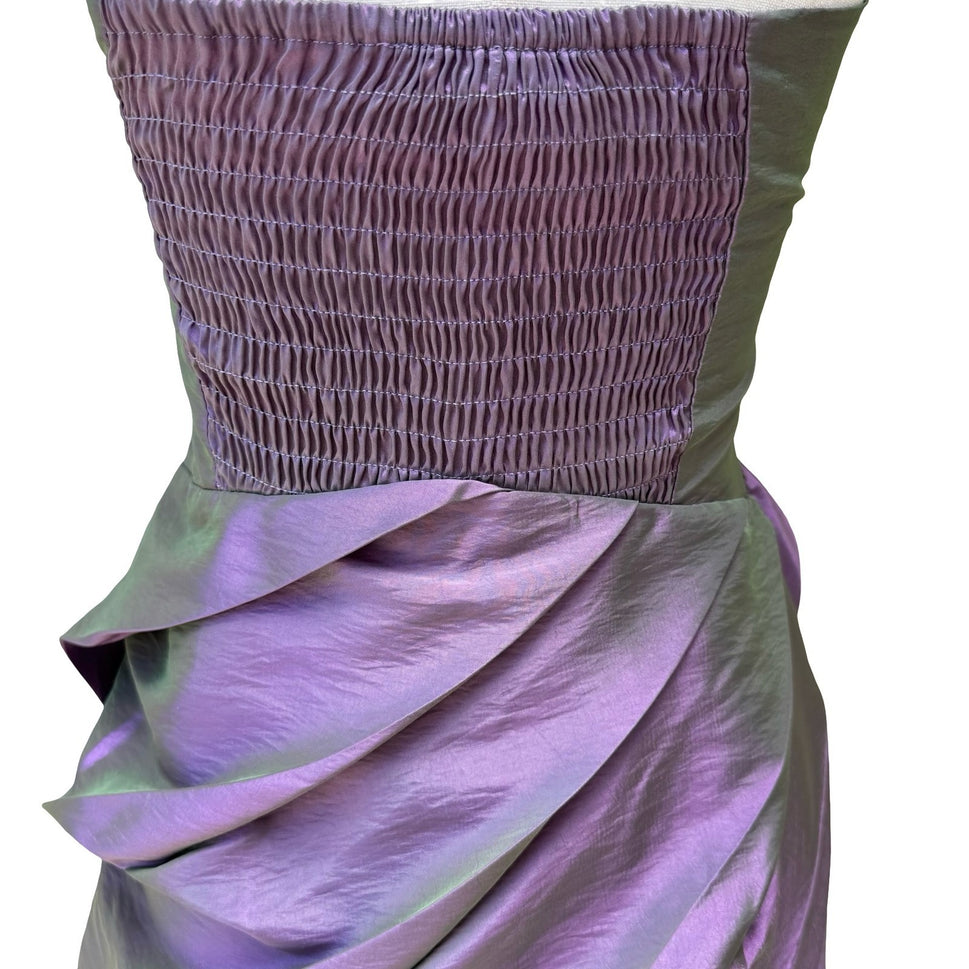 Romeo & Juliet Couture Y2K Iridescent Glam Prom Taffeta Strapless Mini Dress S