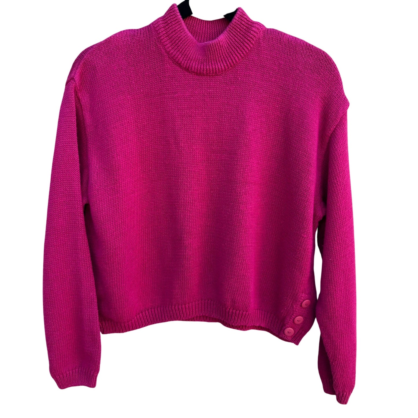 Cherry Stix Ltd Vintage Womens Hot Pink Cropped Knit Mock Turtleneck Sweater S