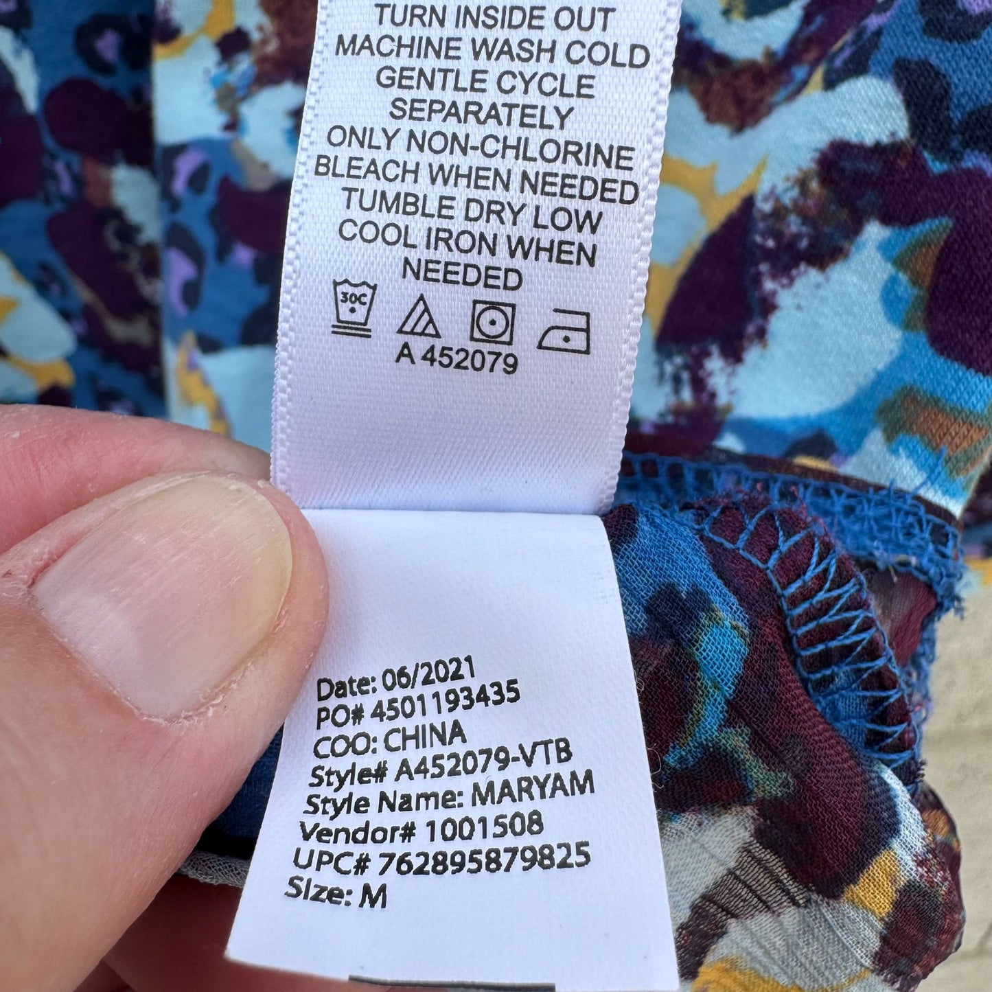 Logo Lounge Multicolor Layered Ruffle Hem Floral Abstract Long-Sleeve Tunic Top