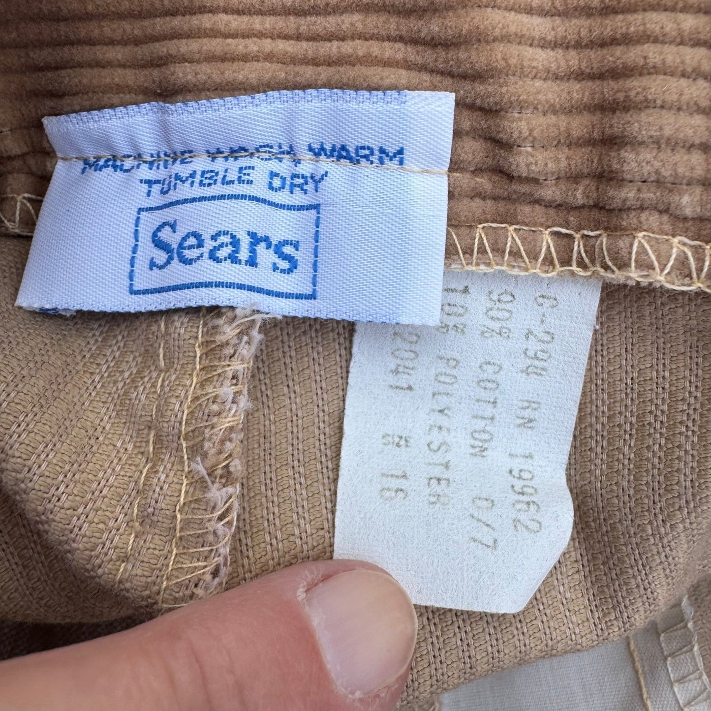 Sears Vintage Tan Corduroy Pants 30x31 High Waisted Straight Leg Camel 80s 70s