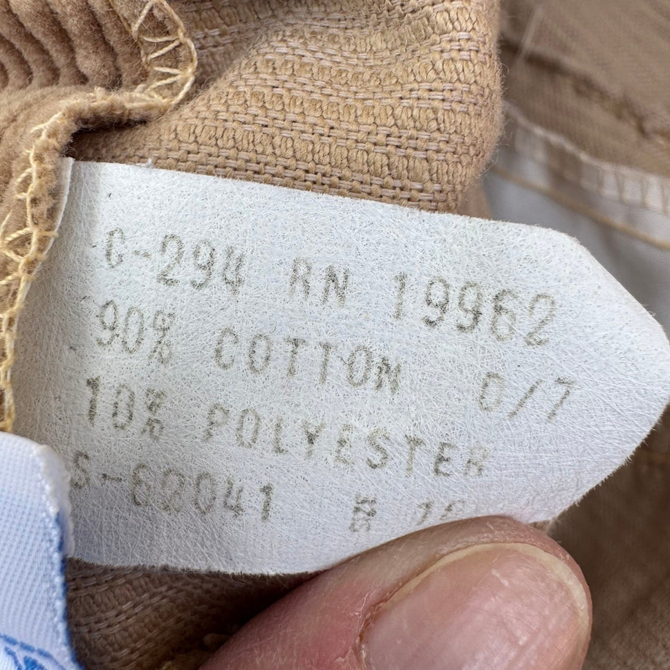 Sears Vintage Tan Corduroy Pants 30x31 High Waisted Straight Leg Camel 80s 70s
