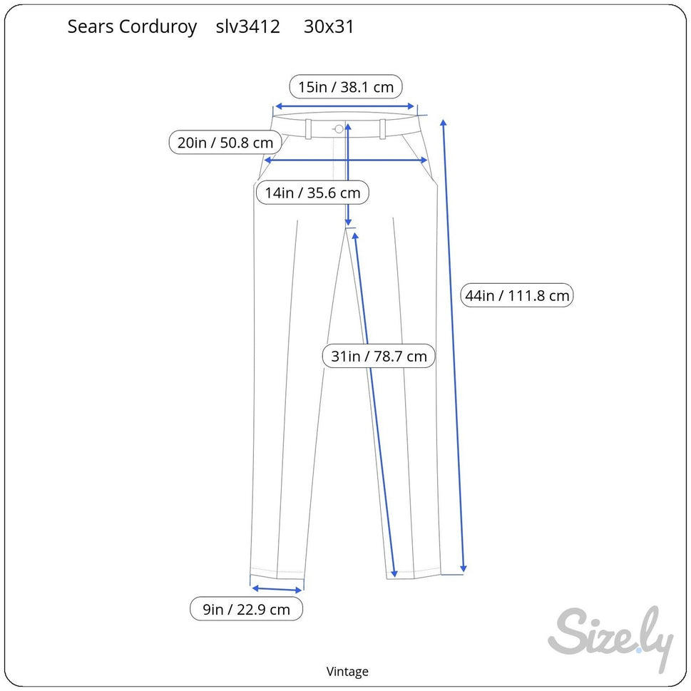 Sears Vintage Tan Corduroy Pants 30x31 High Waisted Straight Leg Camel 80s 70s