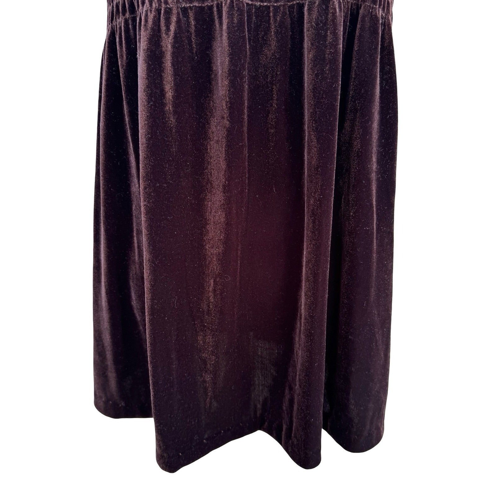 Active USA Y2K Brown Velvet Smocked Tunic Top Tie Shoulder Straps Womens L
