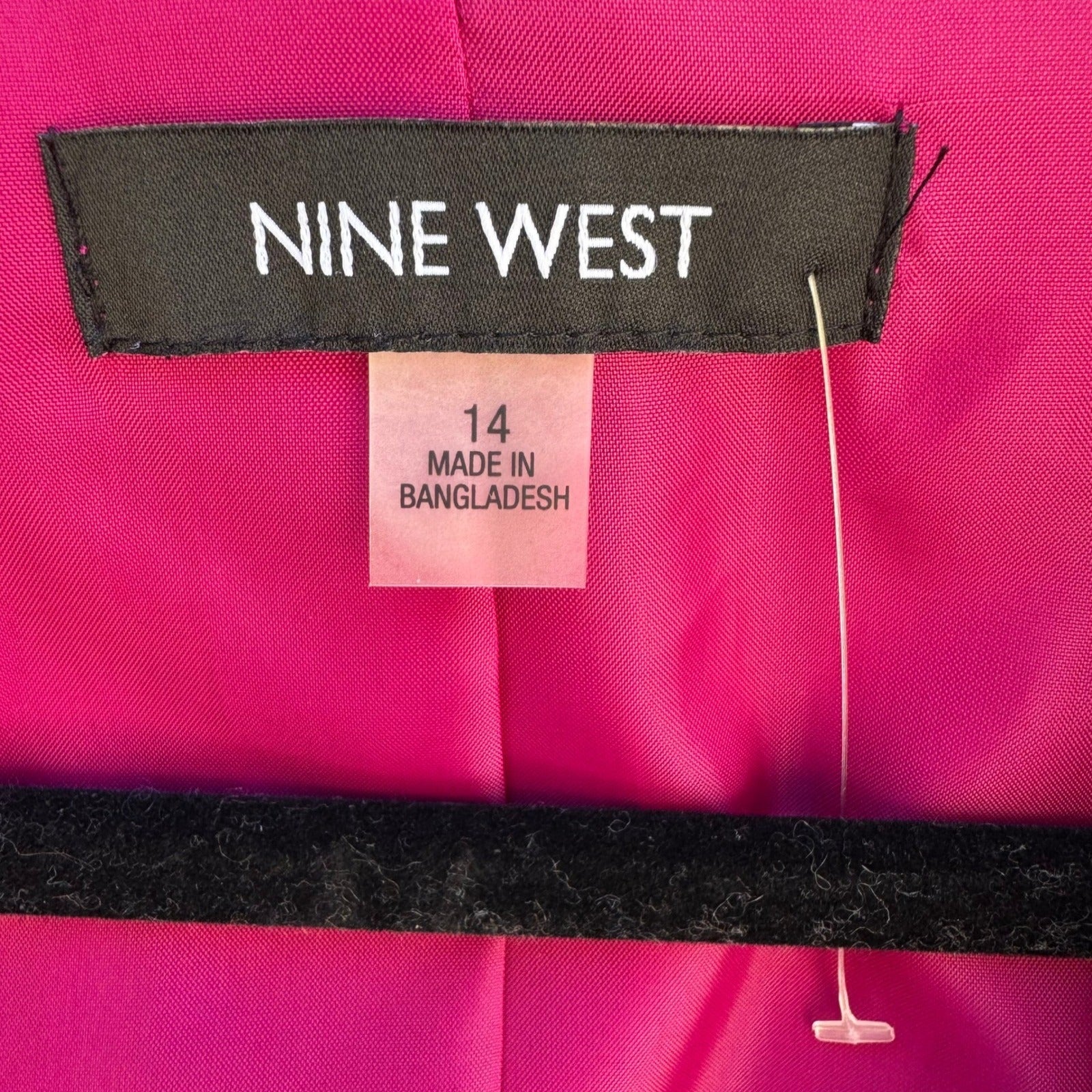 Nine West Tailored Magenta Open Front Draped Blazer Jacket Womens 14 NEW Office