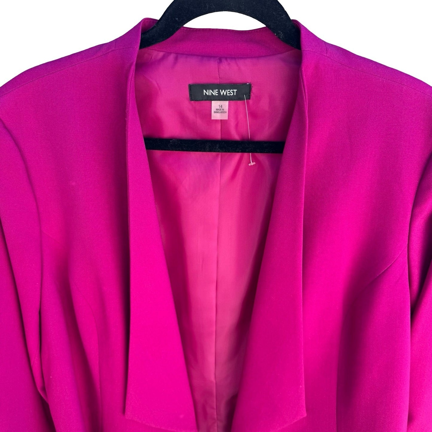 Nine West Tailored Magenta Open Front Draped Blazer Jacket Womens 14 NEW Office