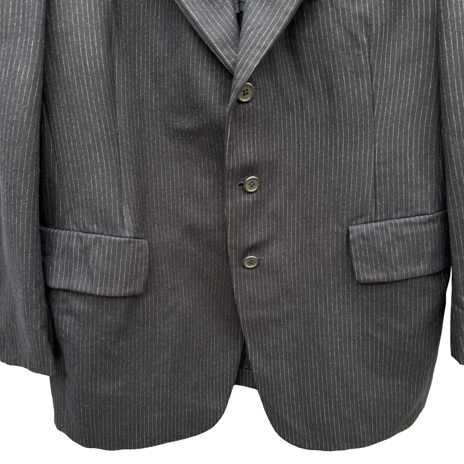 Hart Schaffner Marx Vintage Silver Trumpeter Navy Pinstripe Wool Blazer Mens 38R