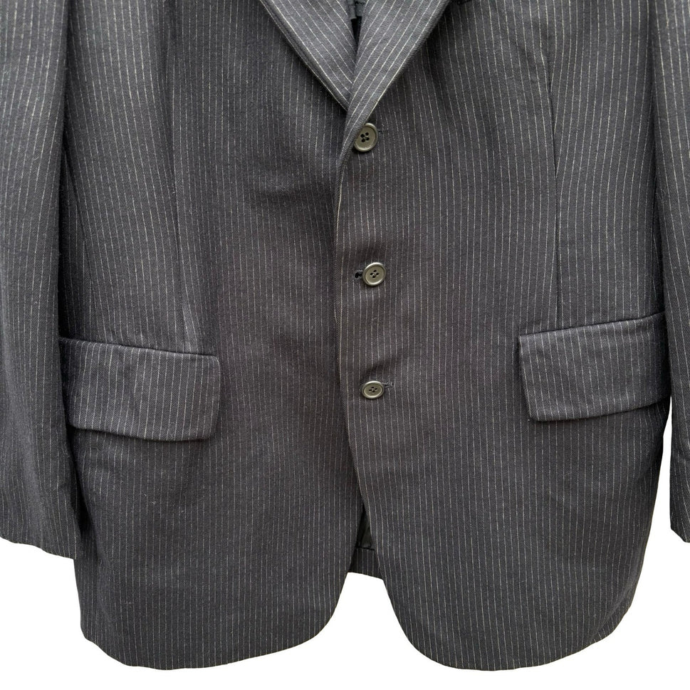 Hart Schaffner Marx Vintage Silver Trumpeter Navy Pinstripe Wool Blazer Mens 38R