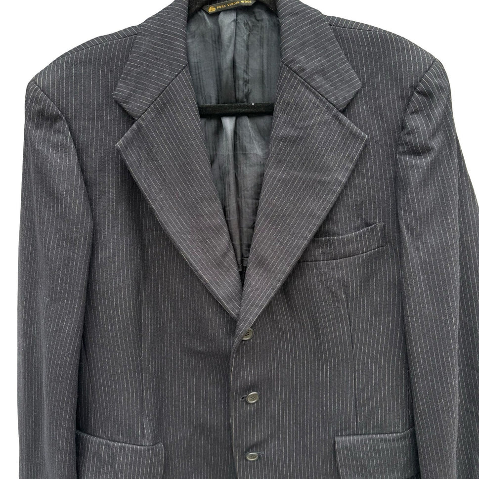 Hart Schaffner Marx Vintage Silver Trumpeter Navy Pinstripe Wool Blazer Mens 38R