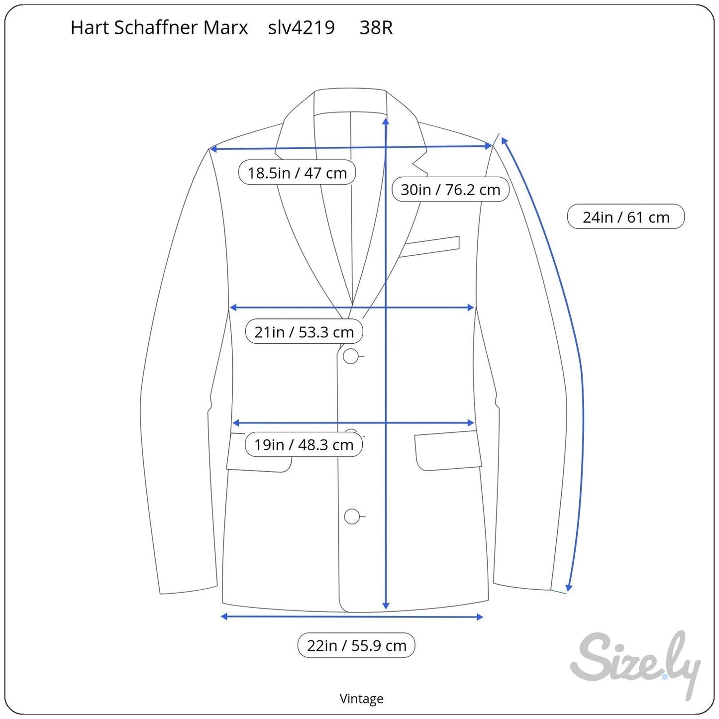 Hart Schaffner Marx Vintage Silver Trumpeter Navy Pinstripe Wool Blazer Mens 38R