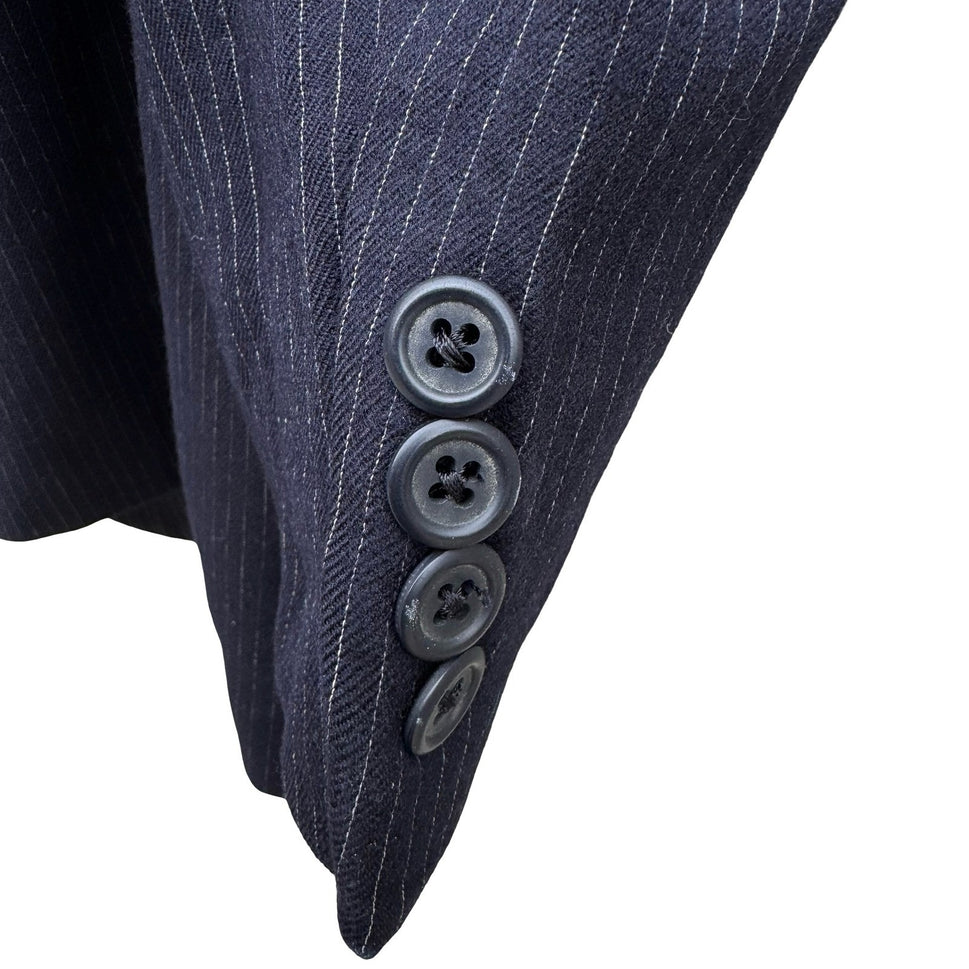 Hart Schaffner Marx Vintage Silver Trumpeter Navy Pinstripe Wool Blazer Mens 38R