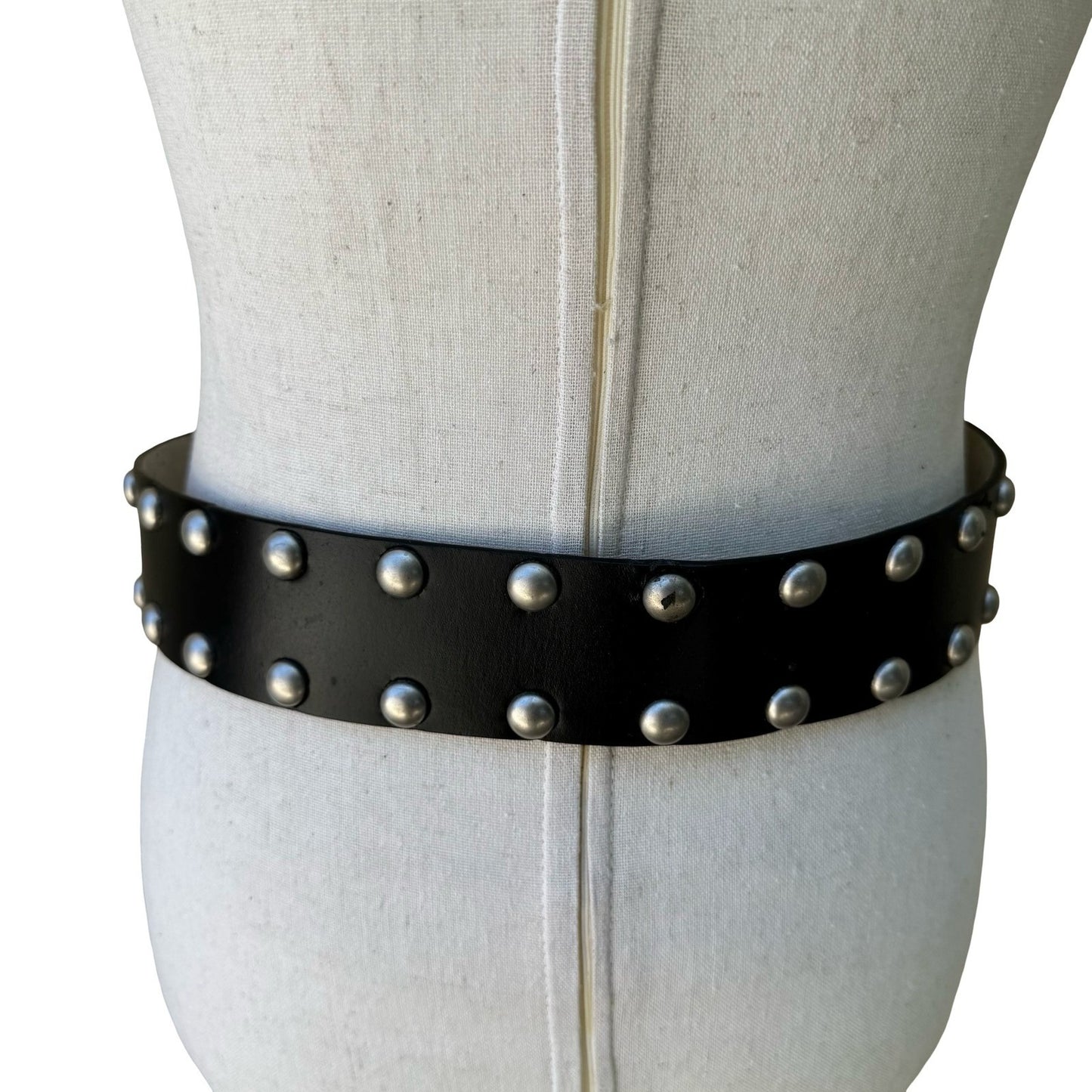 No Boundaries Punk Grunge Goth Black Studded Leather Belt Silver Dome Studs S/M