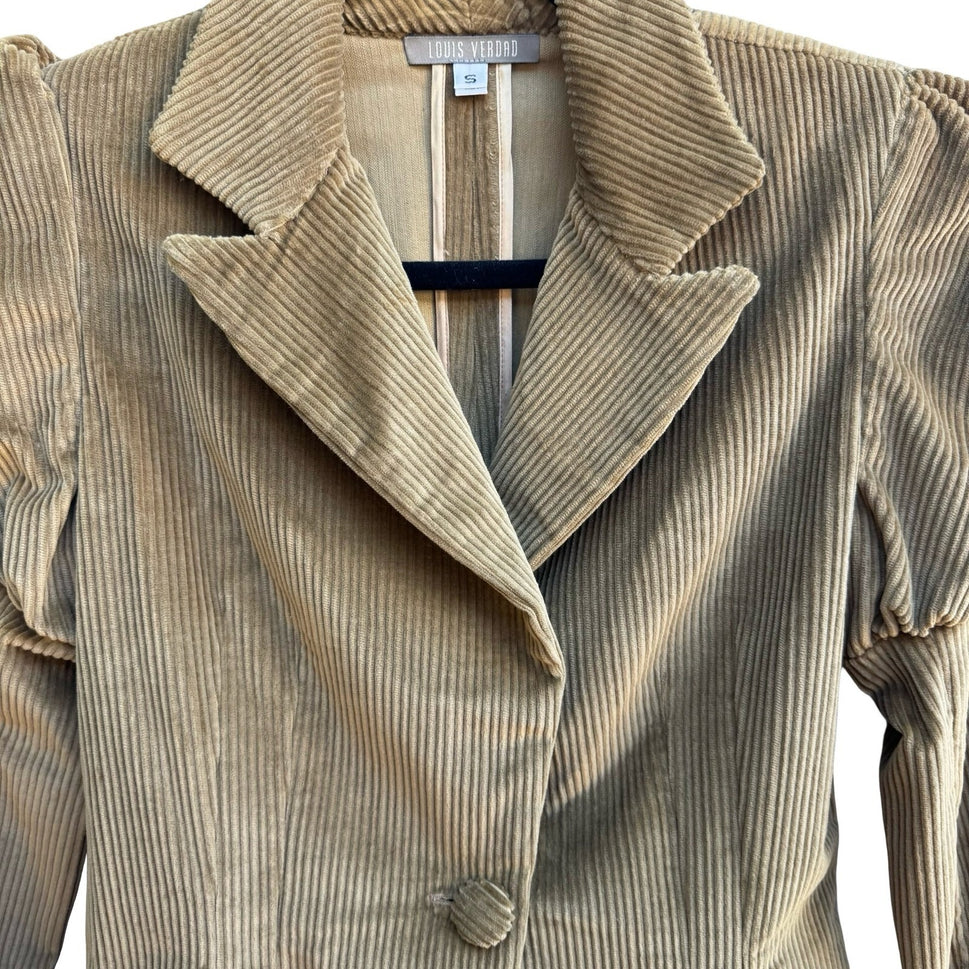 Louis Verdad Steampunk Victorian Regency Puff Shoulder Corduroy Blazer Jacket S