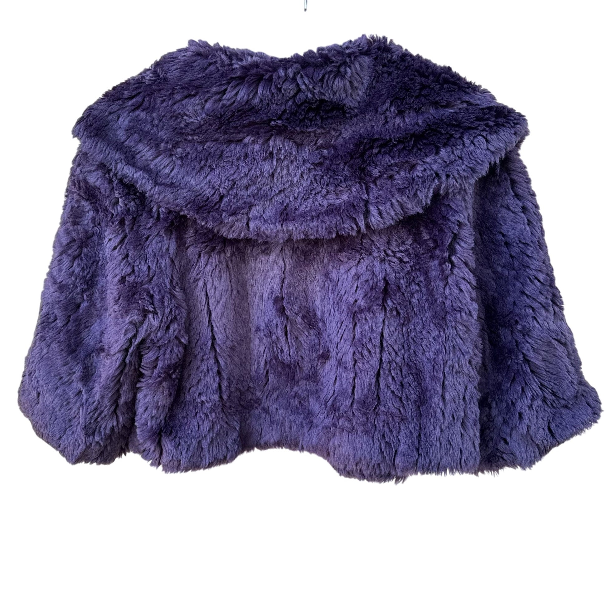 Newport News Vintage Womens Purple Faux Fur Portrait Collar Bolero Jacket L