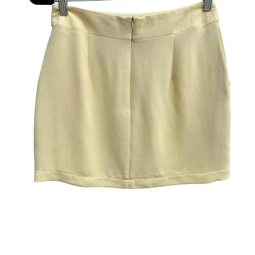 BCBG Max Azria Vintage Y2K 90s Butter Yellow Mini Skirt 8 Minimalist Preppy